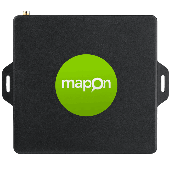 Melna Mapon Expert GPS izsekošanas ierīce no priekšas.